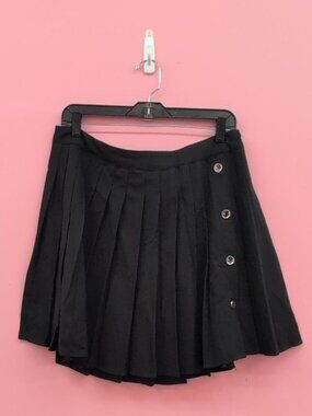 Disturbia Moonage Button Up Pleated Women's Mini Skirt US 12 Black